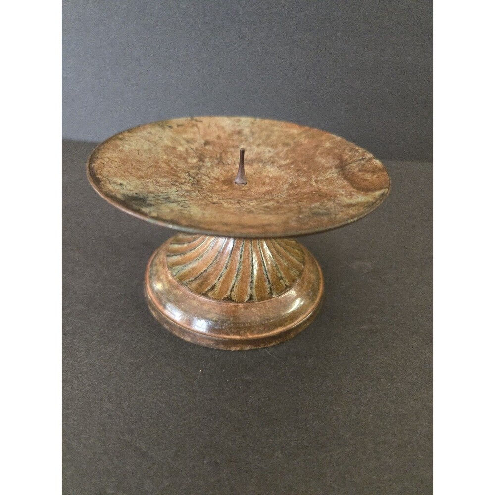Vintage Hosley Solid Brass Pillar Candle Sticks Holders Made in India Distressed
